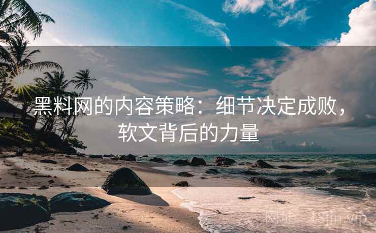 黑料网的内容策略：细节决定成败，软文背后的力量