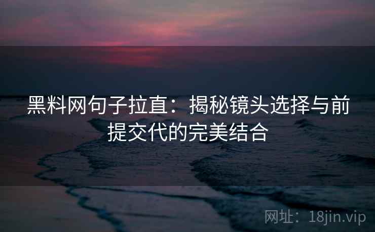 黑料网句子拉直：揭秘镜头选择与前提交代的完美结合
