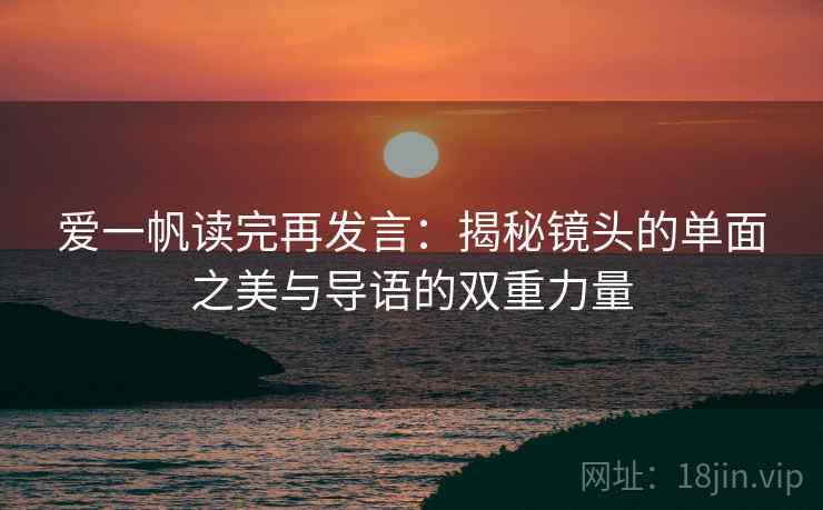 爱一帆读完再发言：揭秘镜头的单面之美与导语的双重力量